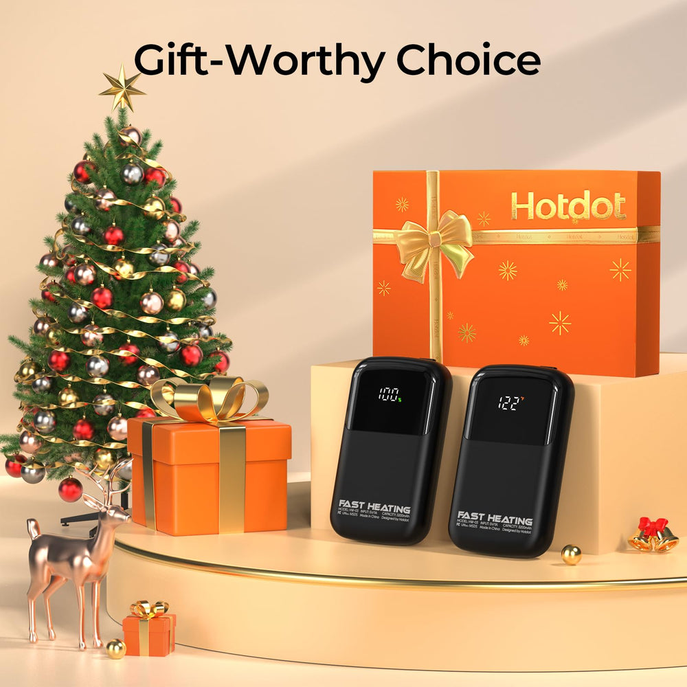 Hotdot AI Hand Warmers LED display shows temperature and battery at a glance.