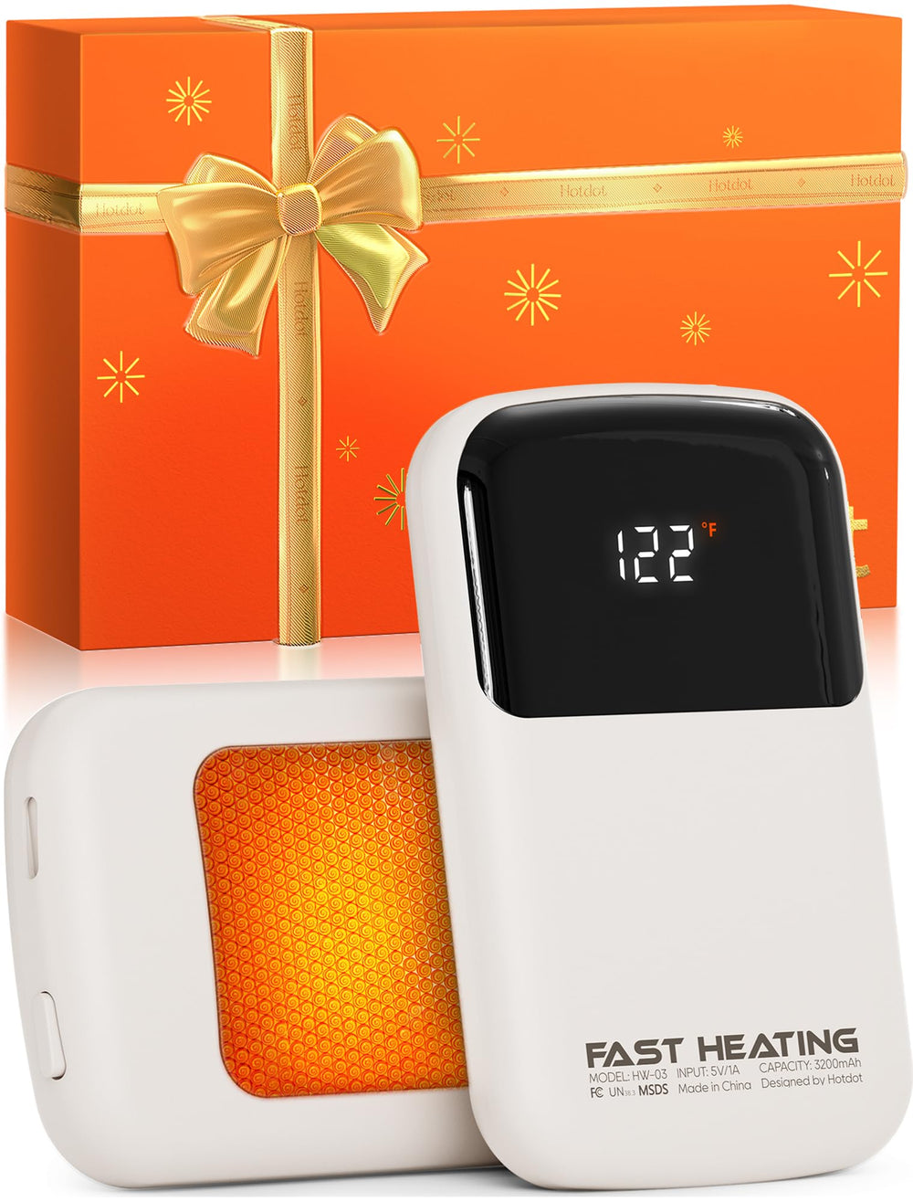 Hotdot AI Hand Warmers Pack front view shows two sleek rechargeable units for all-day warmth.
