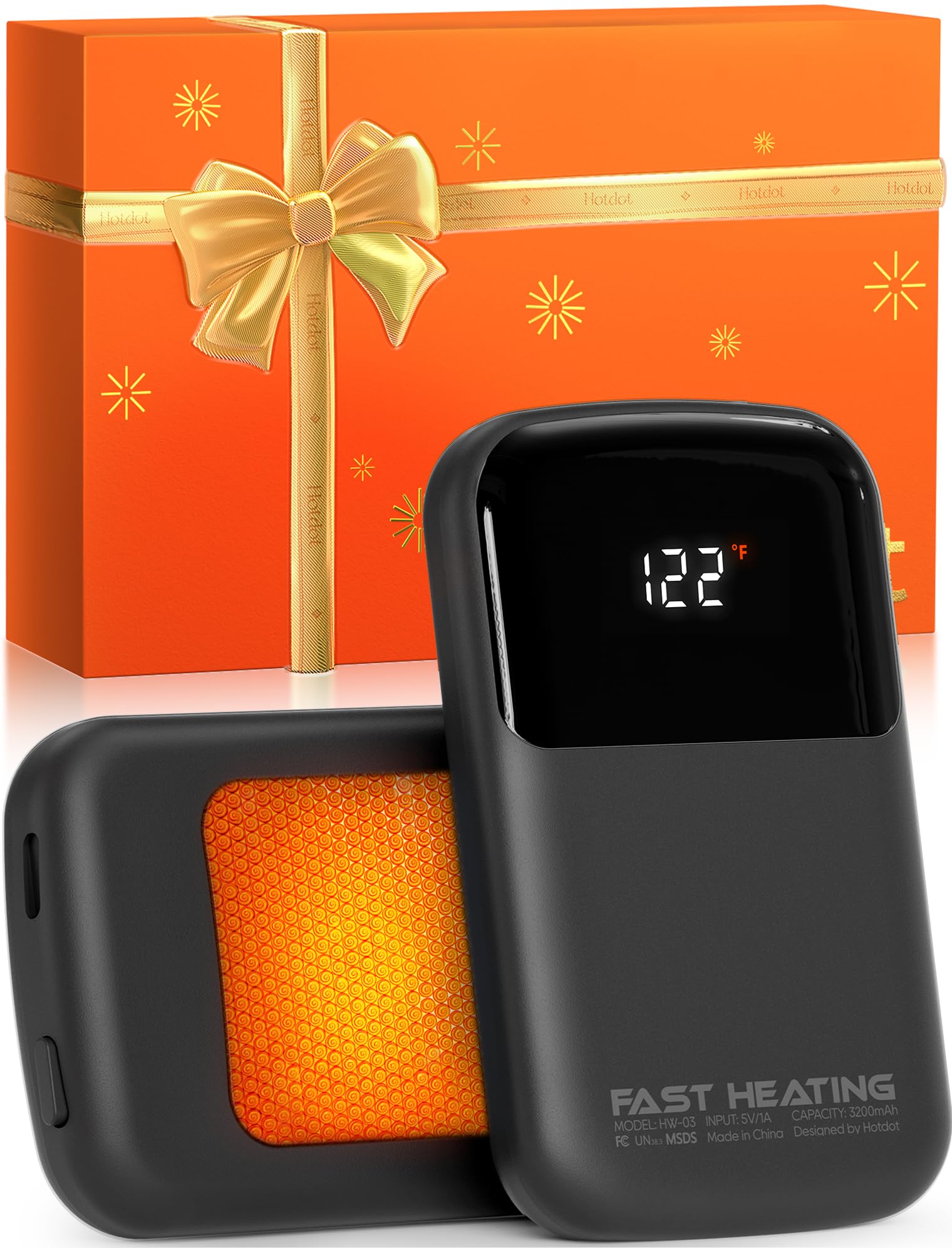 Hotdot AI Hand Warmers 2-pack shown in hand for portable warmth on the go.