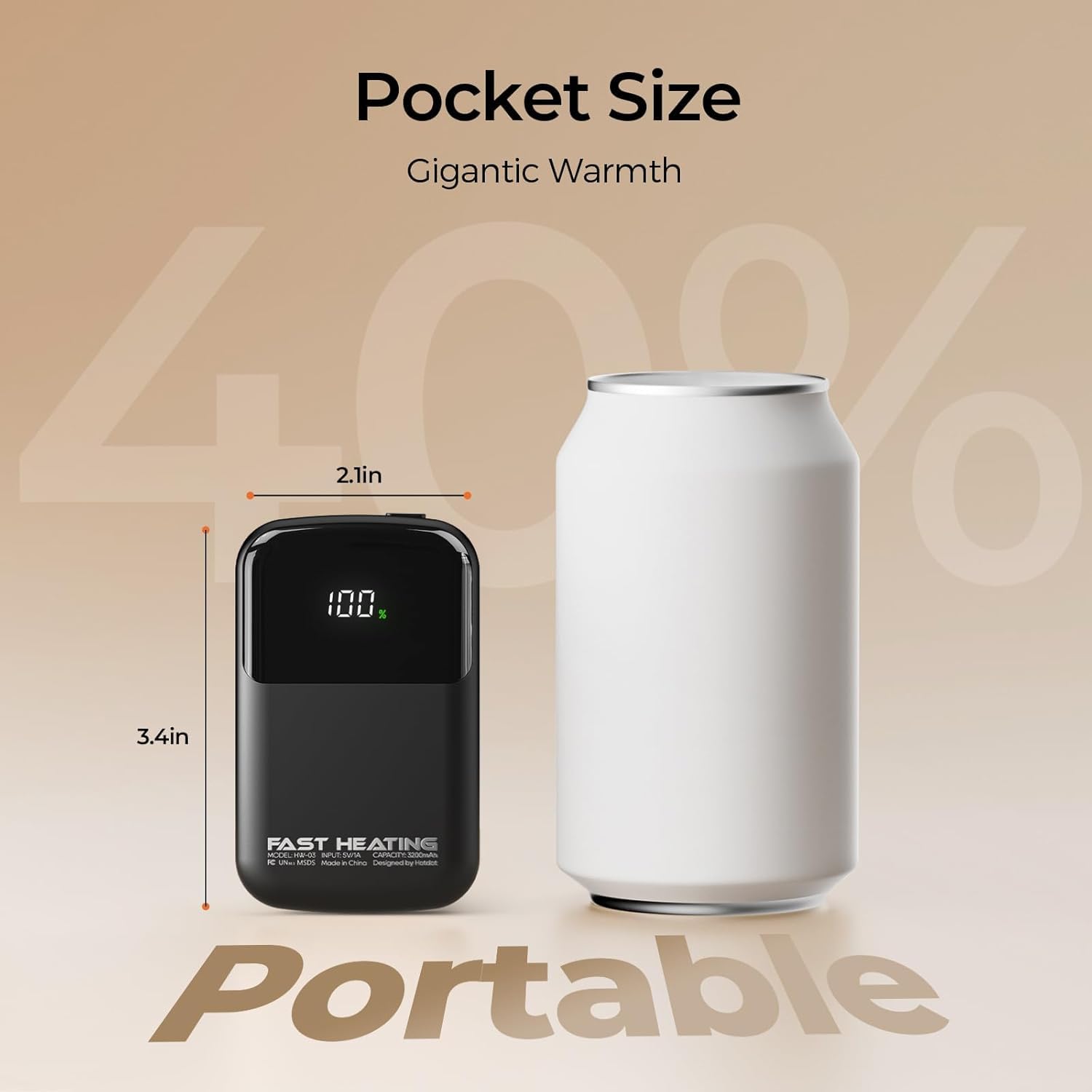 Hotdot AI Hand Warmers are ultra-light at 74 g each for easy carry.