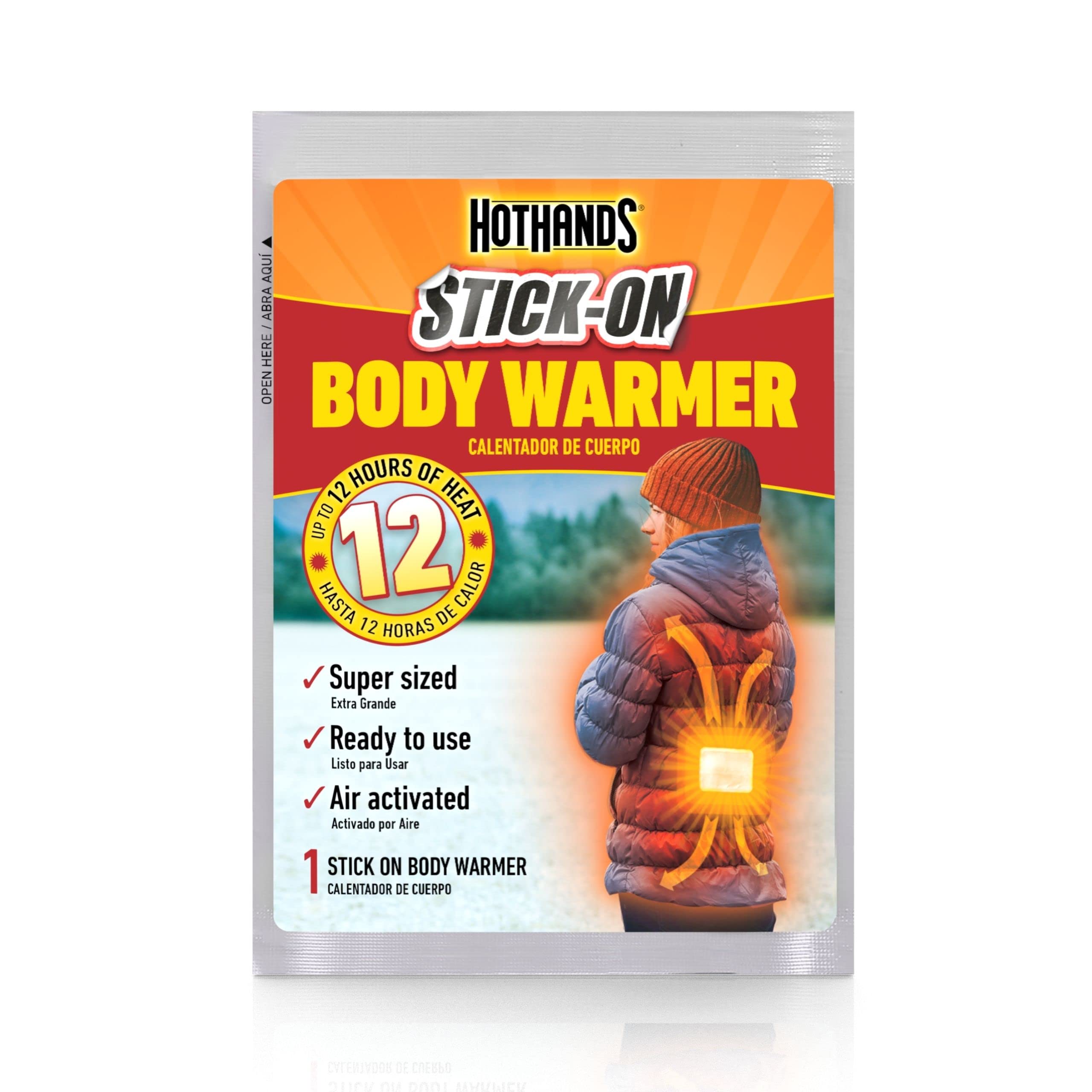 HotHands adhesive body warmer being activated to start warming