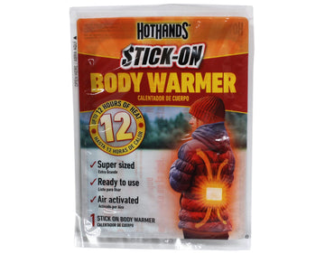 HotHands body warmer 5in x 3-3/4in packaging provides long-lasting warmth for hands
