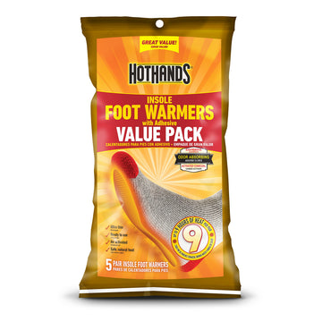 HotHands insole warmers illustrate up to nine hours of warmth.