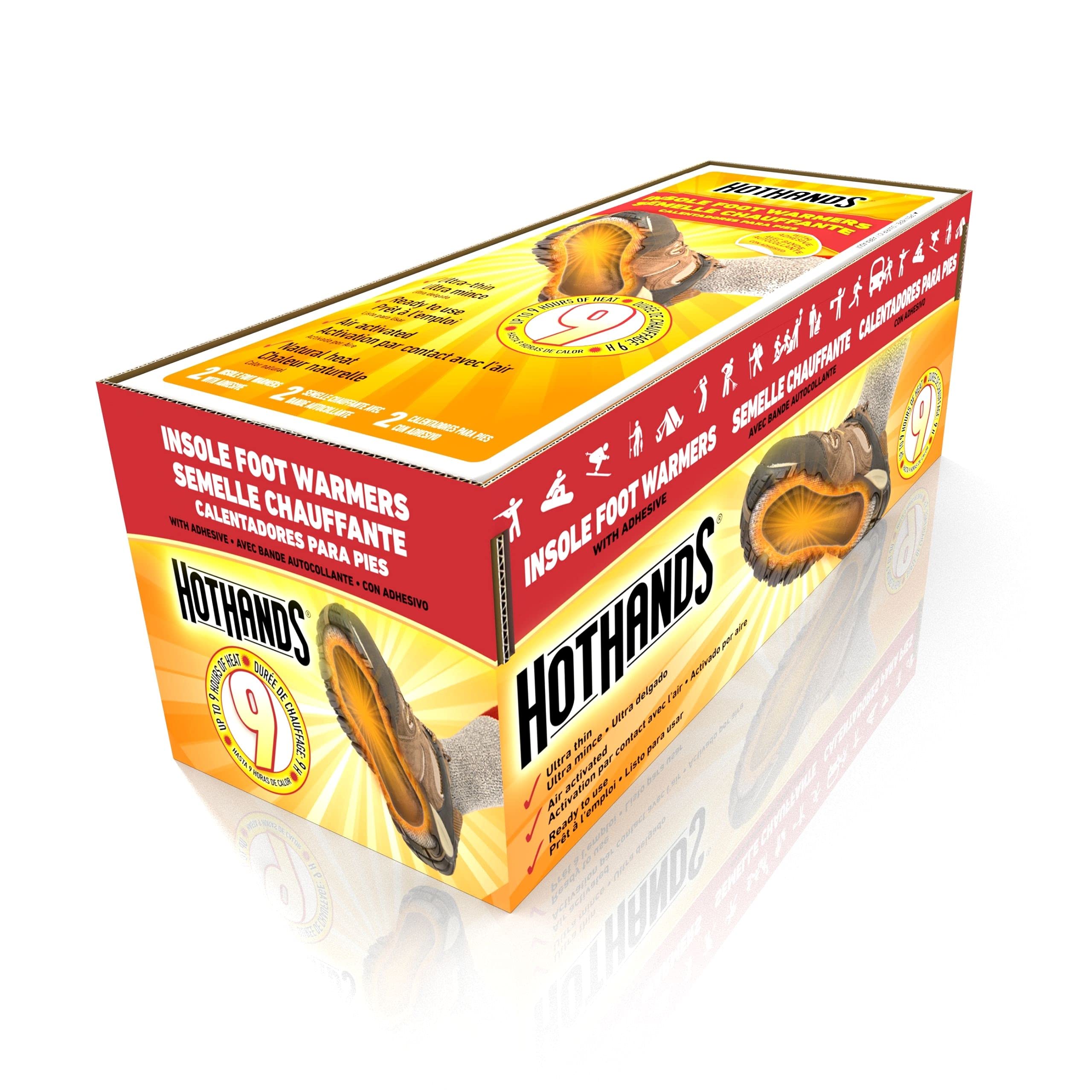 HotHands insoles full-length heat provide continuous warmth for the whole foot during outdoor activities.