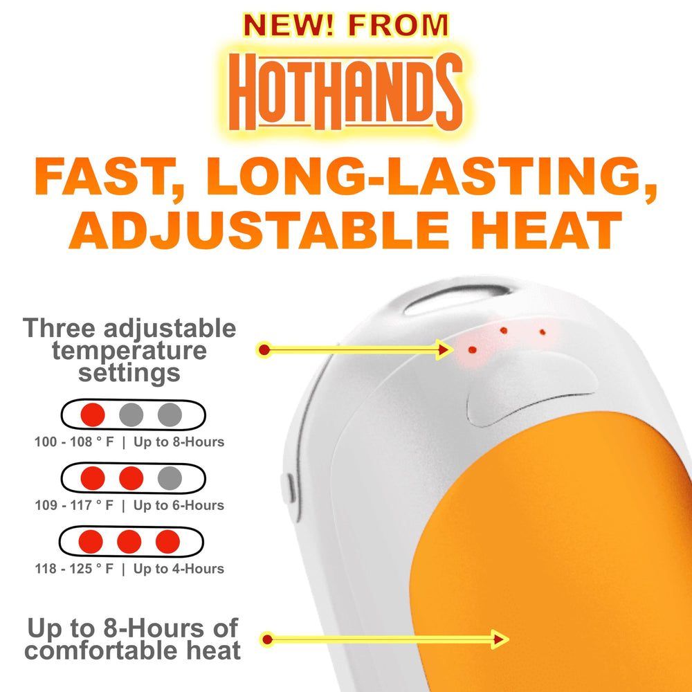 HotHands rechargeable hand warmers offer up to eight hours of warmth per charge.