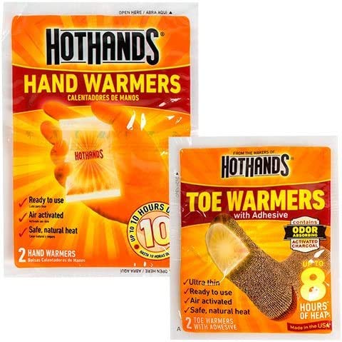 HotHands Toe and Hand Warmer Pack box, ideal for convenient outdoor warmth.