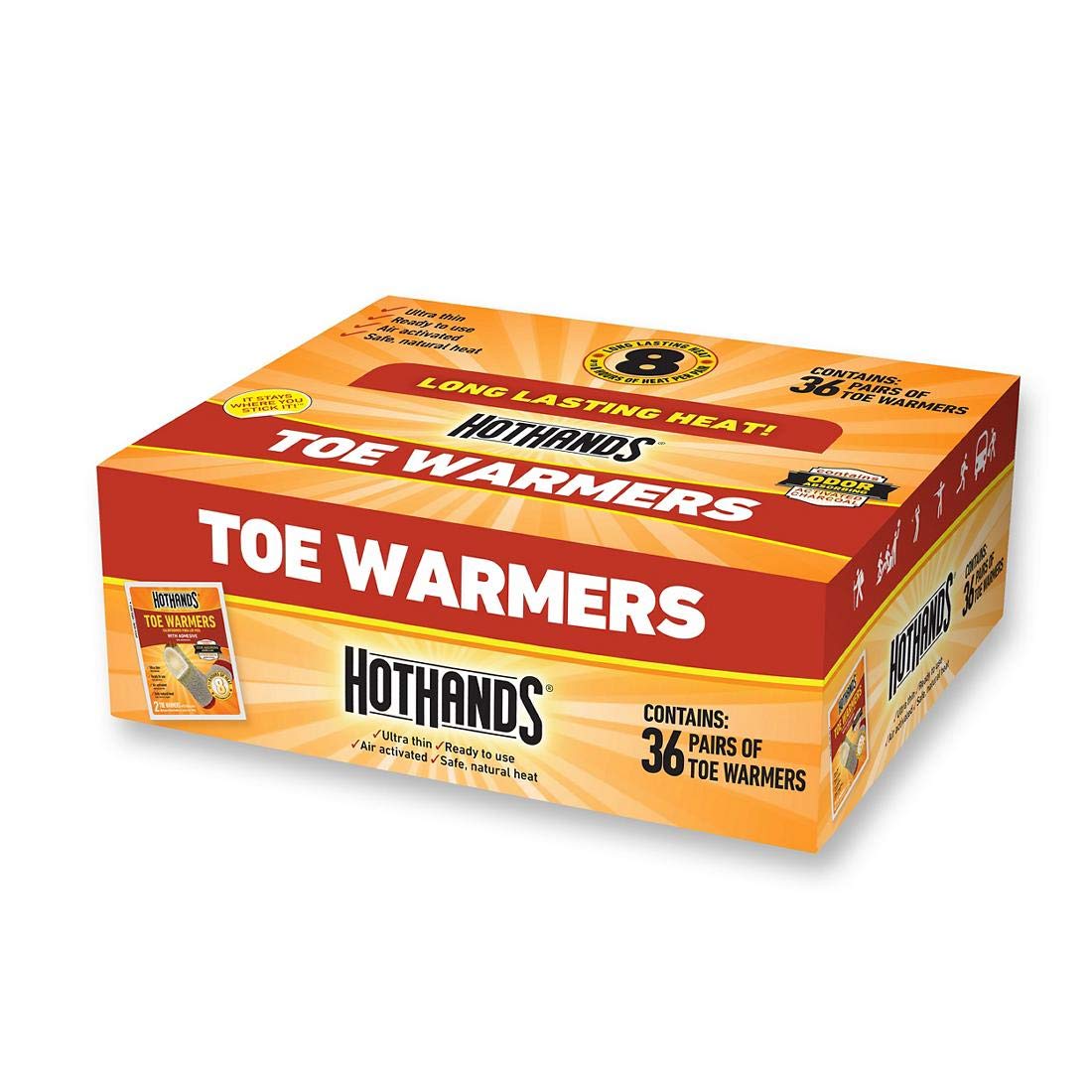 HotHands Toe Warmers packaging shown for convenient cold-day relief.