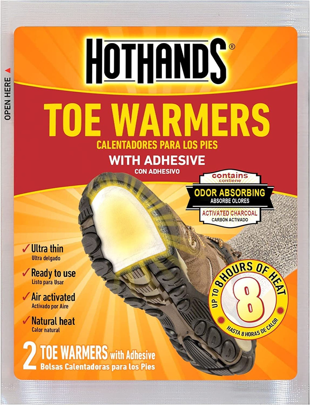 HotHands Toe Warmers activation demonstrates quick warmth initiation.
