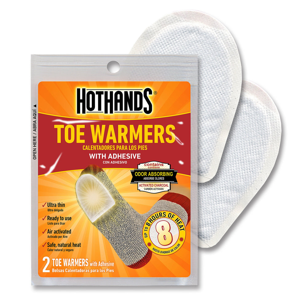 HotHands toe warmer heat duration graphic showing up to 8 hours