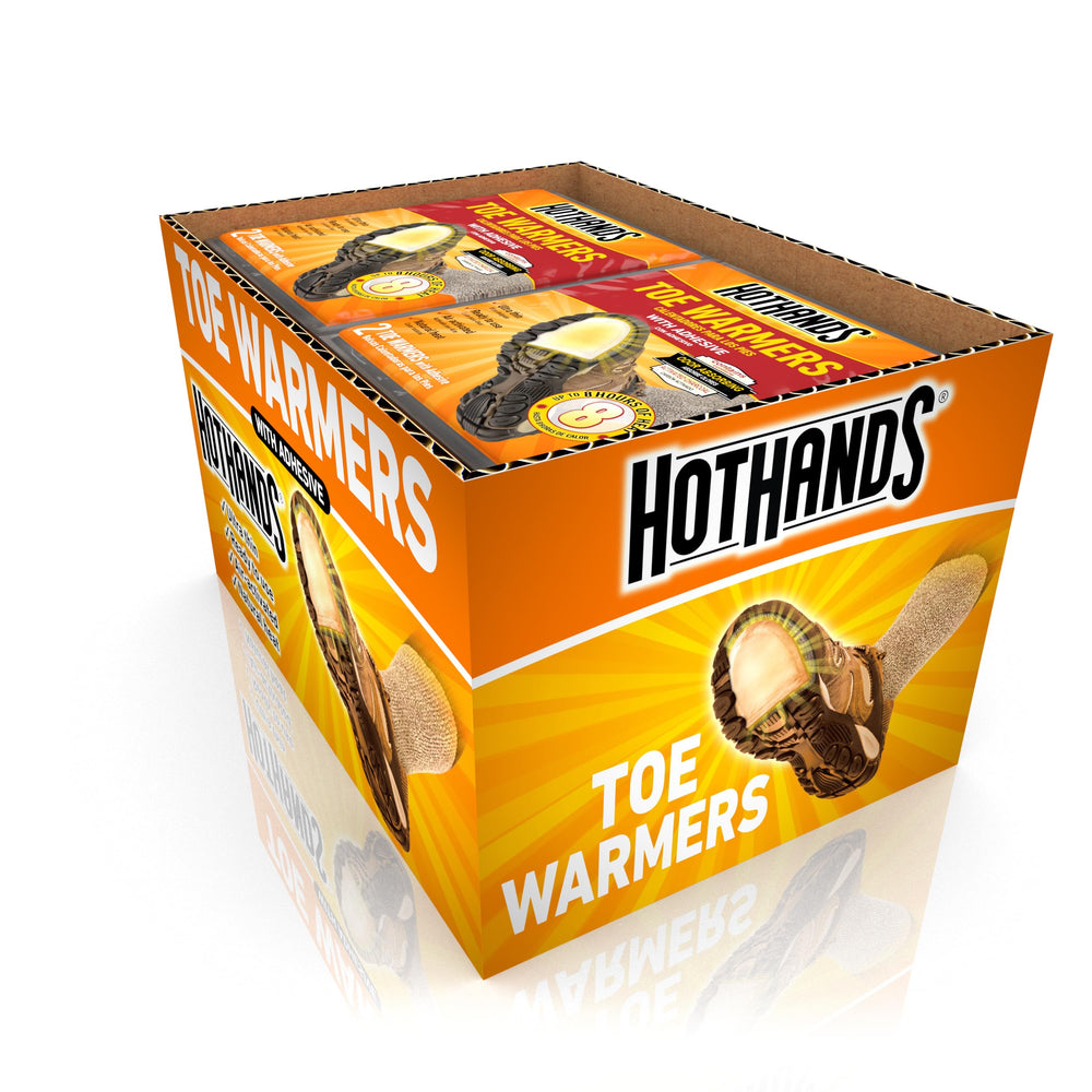 HotHands toe warmers in packaging ready for cold weather outdoors.