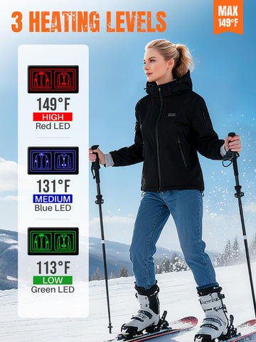 HOTHUGZ detachable hood on heated jacket for adaptable weather.