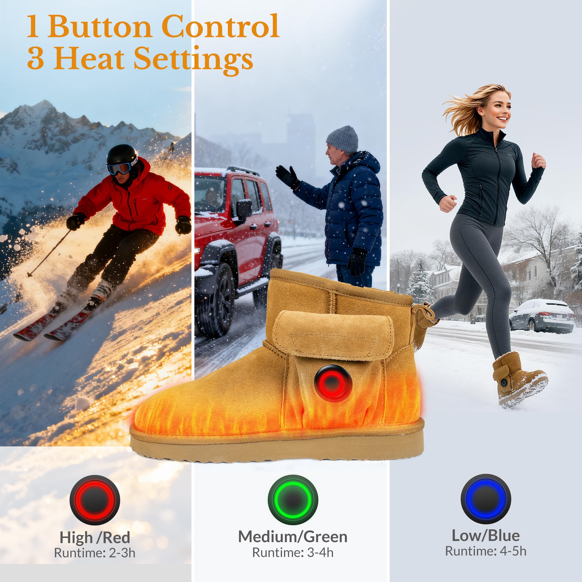 HOTHUGZ heated boots EVA sole offers slip resistance on slick surfaces
