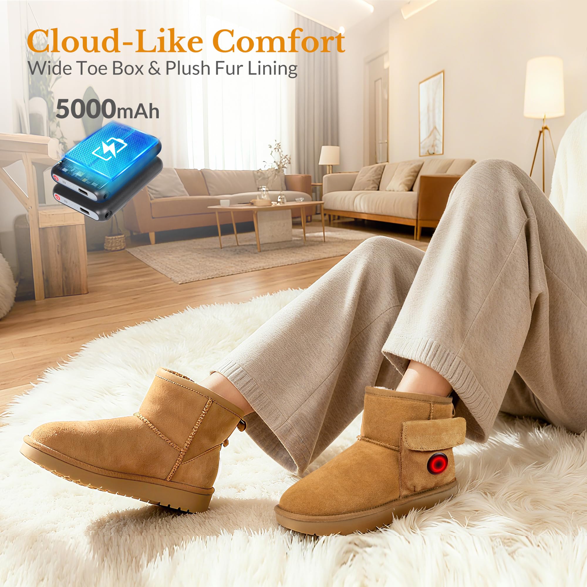 HOTHUGZ heated footwear—USB wireless design keeps hands free.