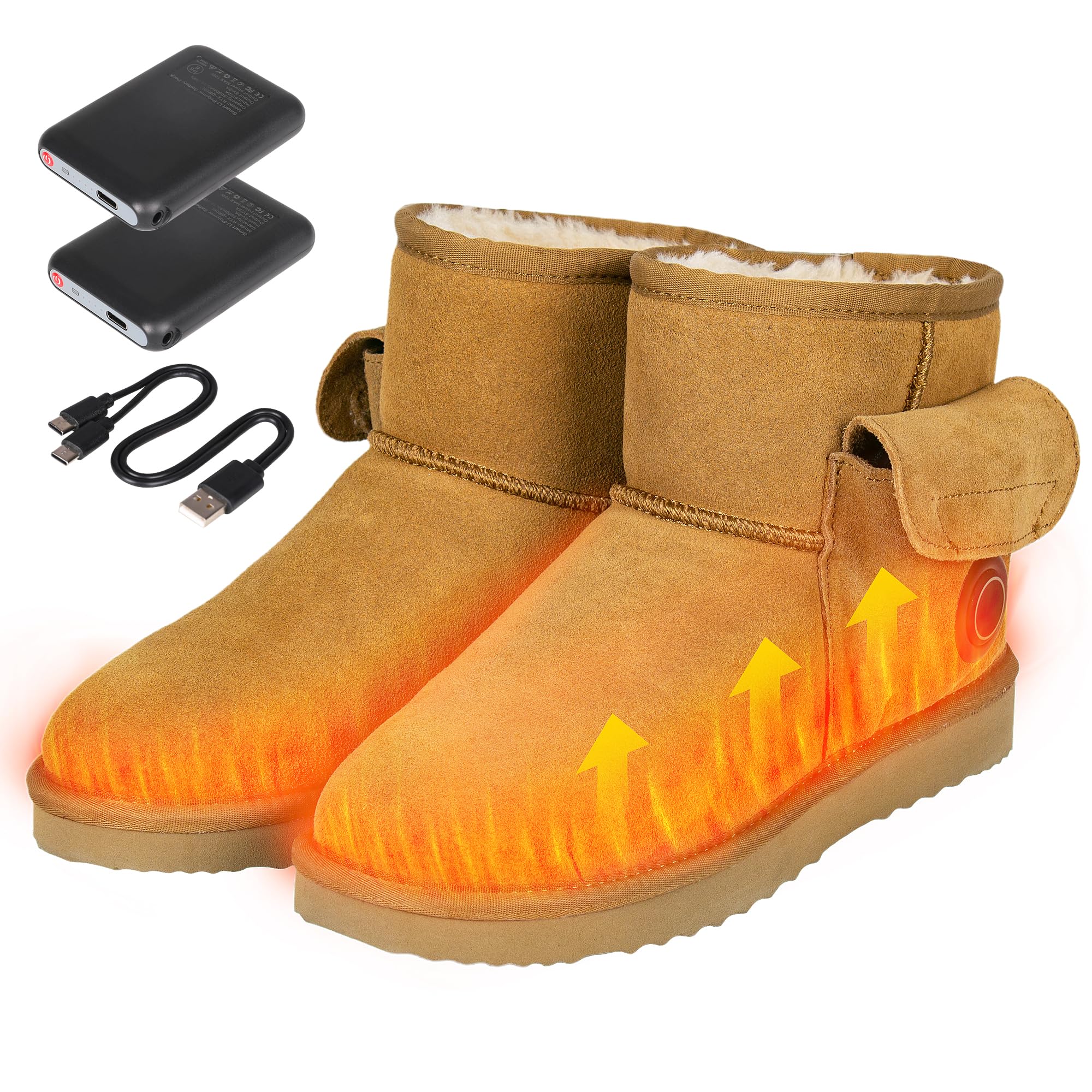 HOTHUGZ heated shoes—rapid warmth in 10 seconds for outdoor comfort.