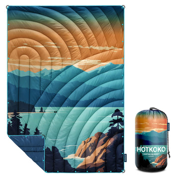 hotkoko camping blanket folded compactly for travel and storage