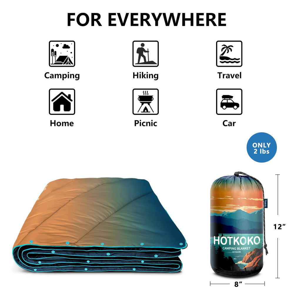 hotkoko camping blanket in use as a shawl on chilly nights