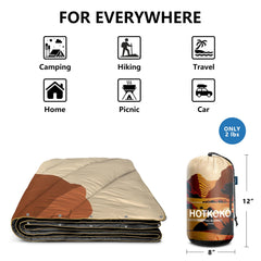 hotkoko camping blanket used as rug, shawl, or sleeping bag