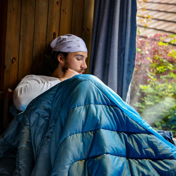 Hotkoko camping blanket open at 52x75 inches ready for cold evenings outdoors.