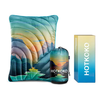 hotkoko camping pillow gift idea paired with a blanket for outdoors