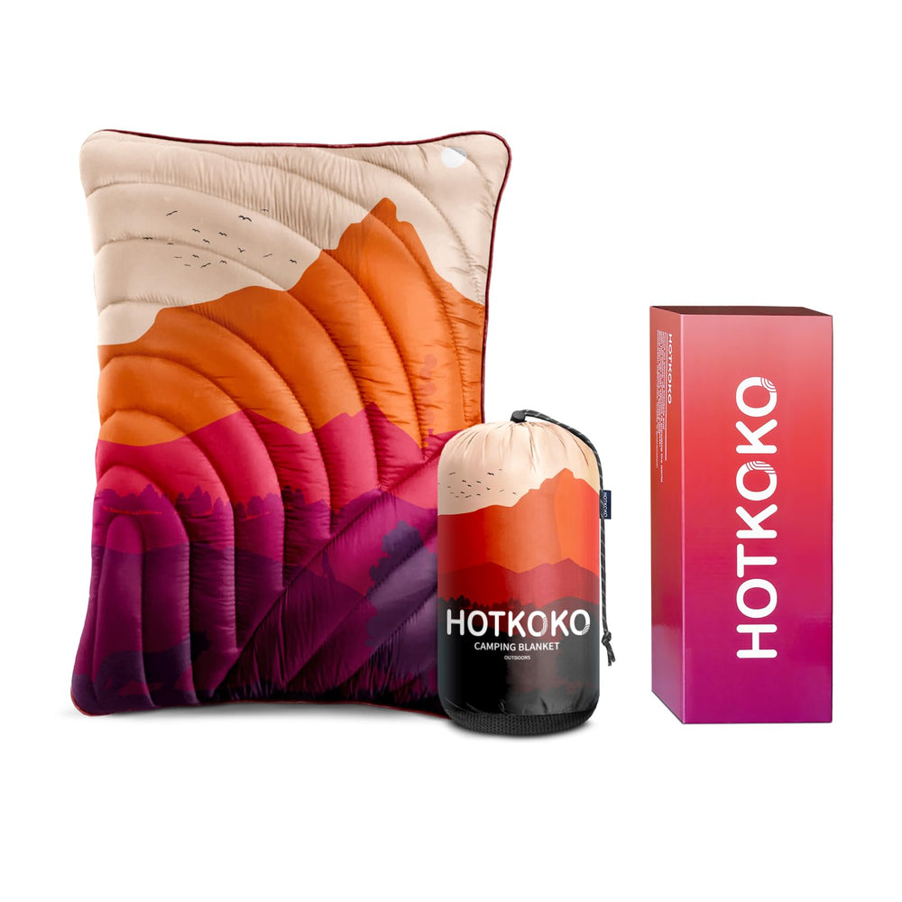 Hotkoko camping pillow on plane for comfortable travel rest.