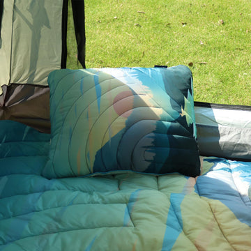 Hotkoko camping pillow in tent use demonstrates versatile sleep comfort.