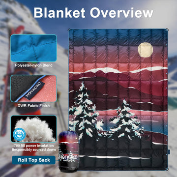 hotkoko down camping blanket multifunction buttons enable shawl or sleeping bag