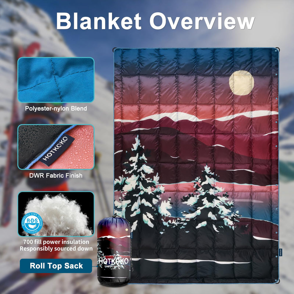 hotkoko down camping blanket multifunction buttons enable shawl or sleeping bag