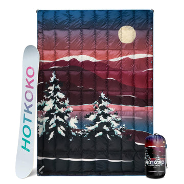 hotkoko down camping blanket shell closeup shows windproof warmth for outdoors