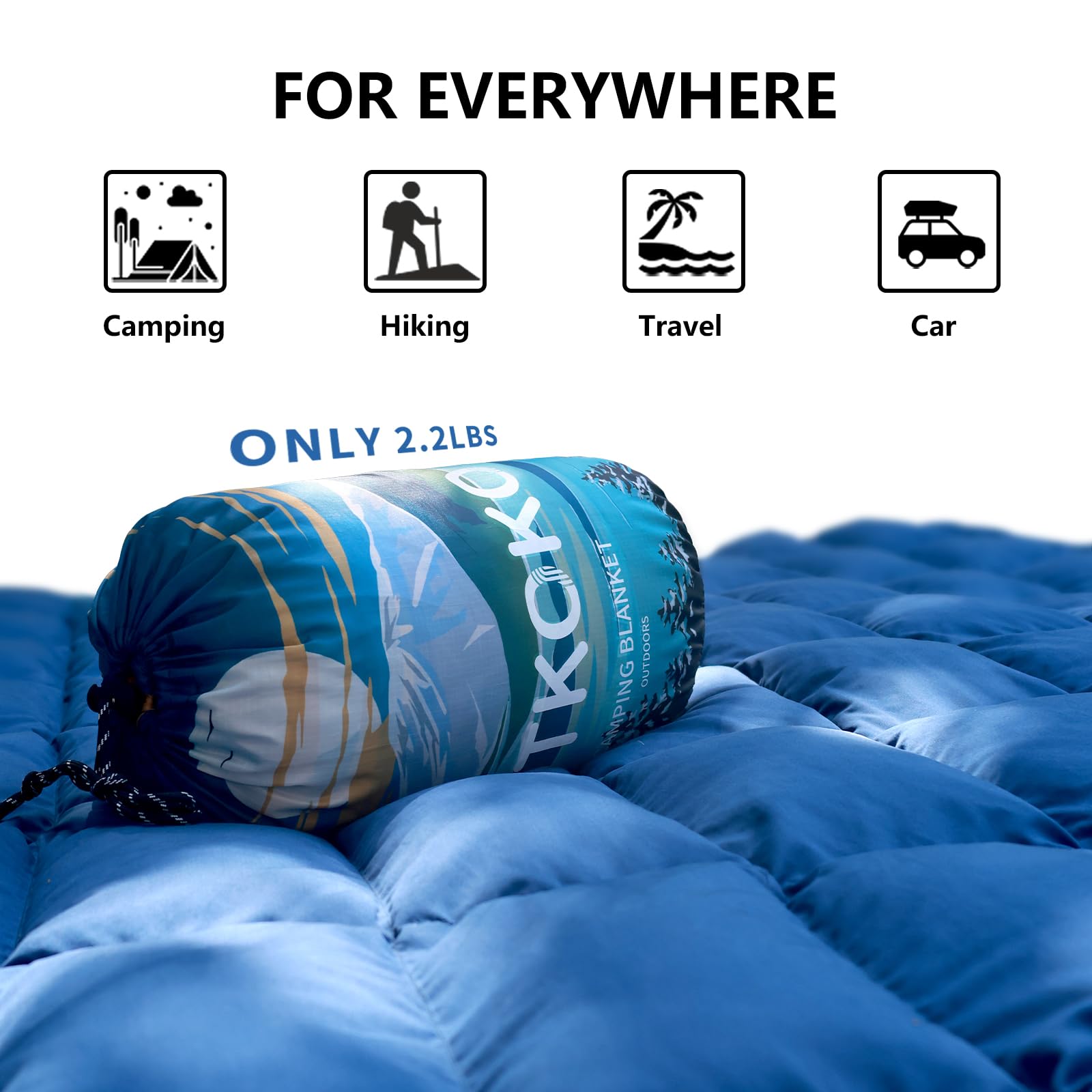 Hotkoko blanket with waterproof coating for wind and dirt defense.