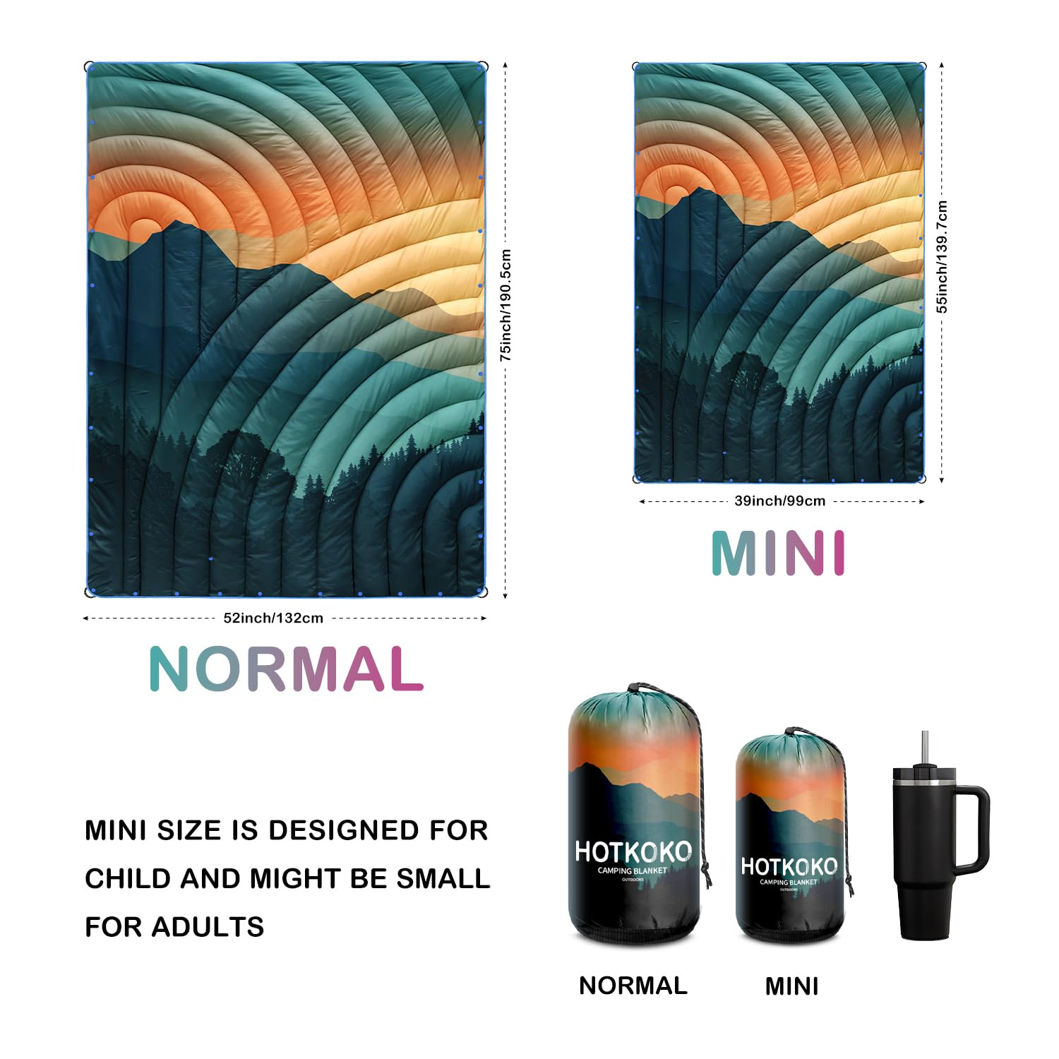 hotkoko mini camping blanket outdoor gift idea for hikers and travelers.