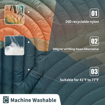 hotkoko mini camping blanket warm puffiness with 20d shell for chilly nights.