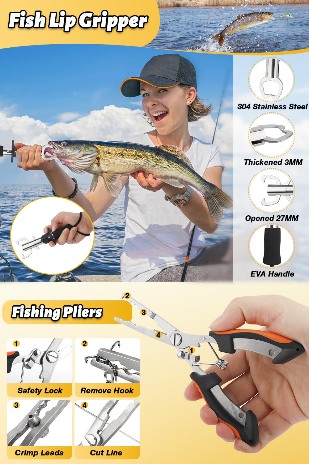 Hotoby lip gripper from the fishing pole combo for secure catch handling