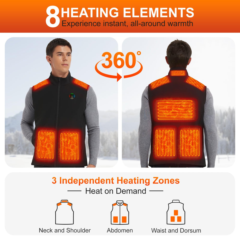 Hotrego heated vest back view shows full-coverage warmth for outdoor work