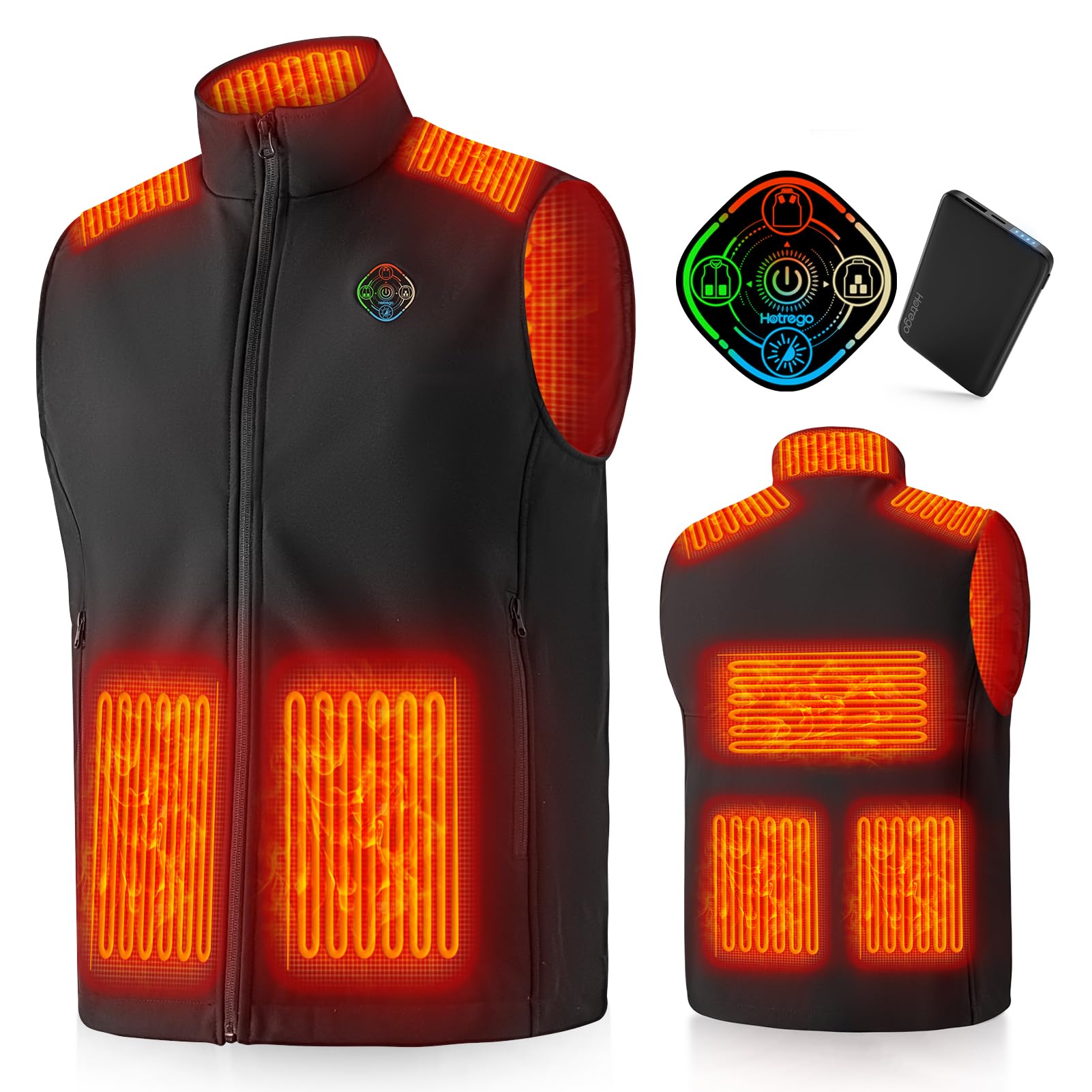 Hotrego heated vest front view with 360° warmth design for chilly days