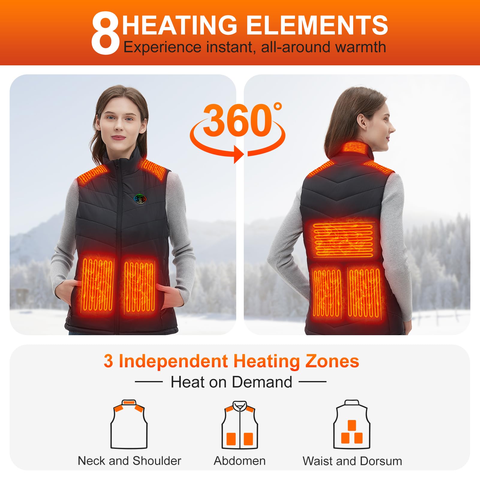 Hotrego heated vest women back view provides core warmth for chilly commutes