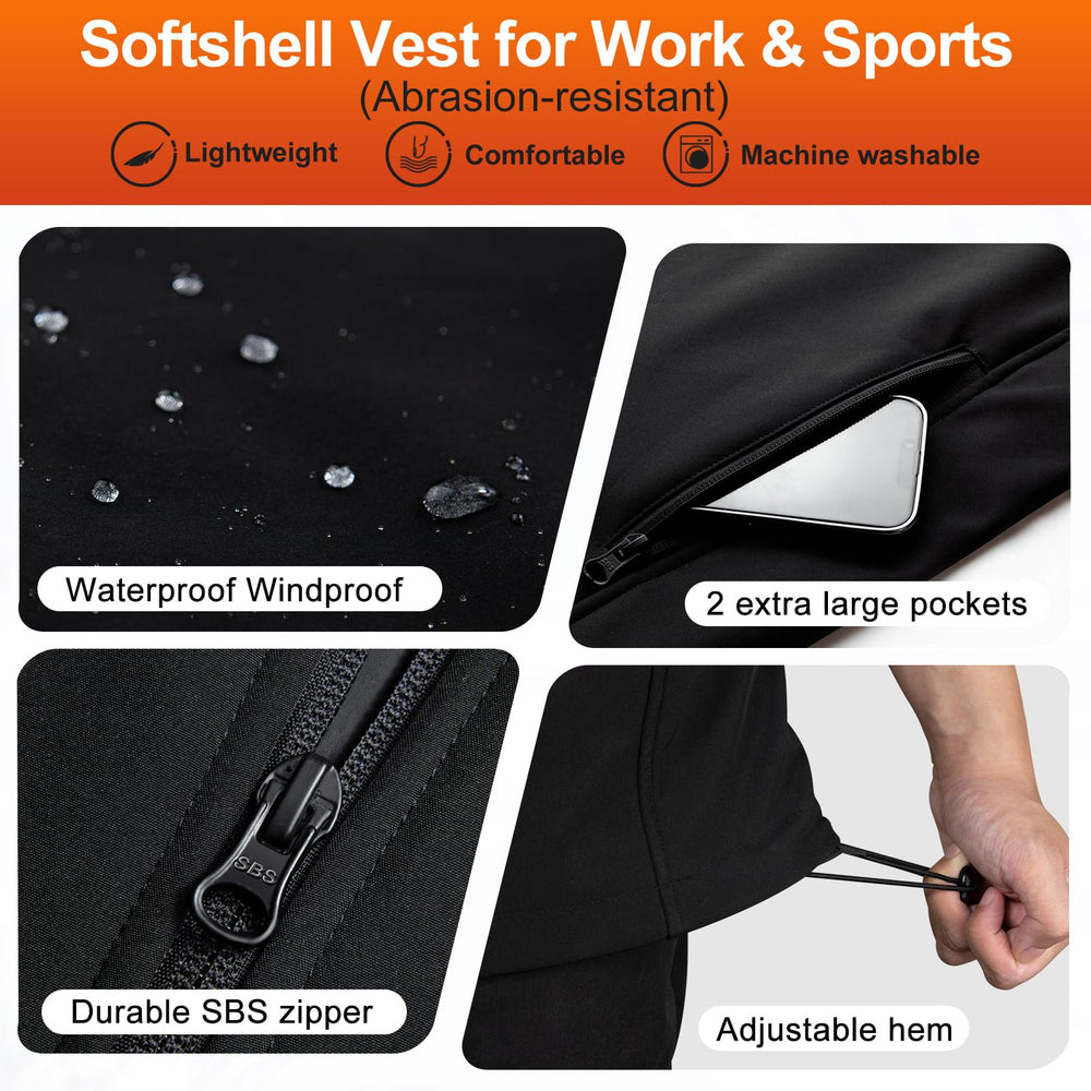 Hotrego heated vest with zippered pockets stores essentials during outdoor workouts.