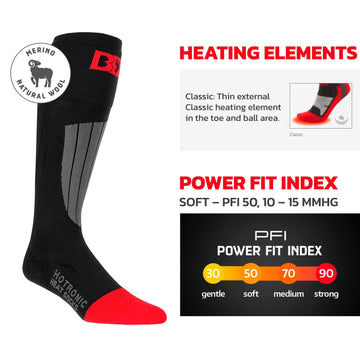 Hotronic XLP 50 Classic heat socks shin protection enhances boot comfort.
