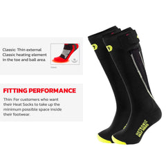 Hotronic XLP PFI 30 Classic Thin Heat Socks in-boot view for secure fit inside tall boots