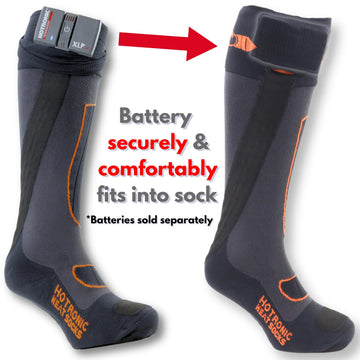 Hotronic XLP PFI One Surround heat sock, side view, supports comfort with breathable Merino blend.