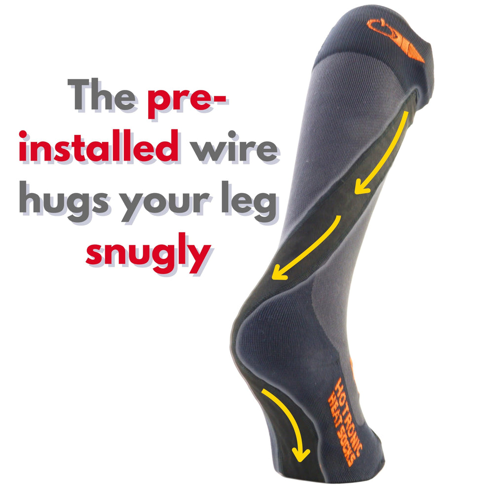 Hotronic XLP PFI One Surround heat sock, top view, even toe warmth for chilly outdoor workouts.