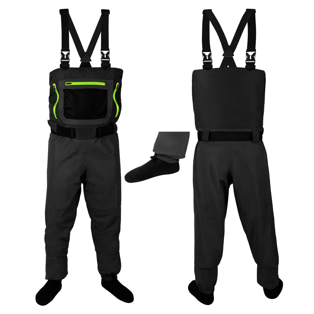 HotSrace chest waders in nylon 3-ply waterproof construction with 4mm neoprene stockingfeet