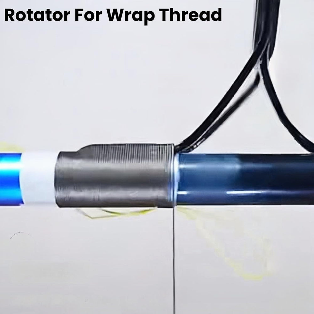 Epoxy wrapping and thread wrapping on a rod using the rotator