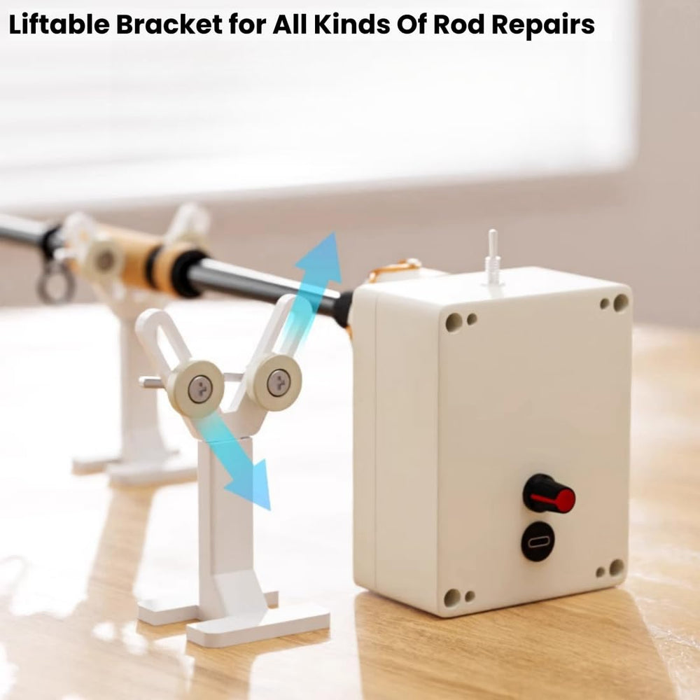 Close-up of rod holding system securing a rod for repair