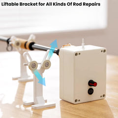 Close-up of rod holding system securing a rod for repair