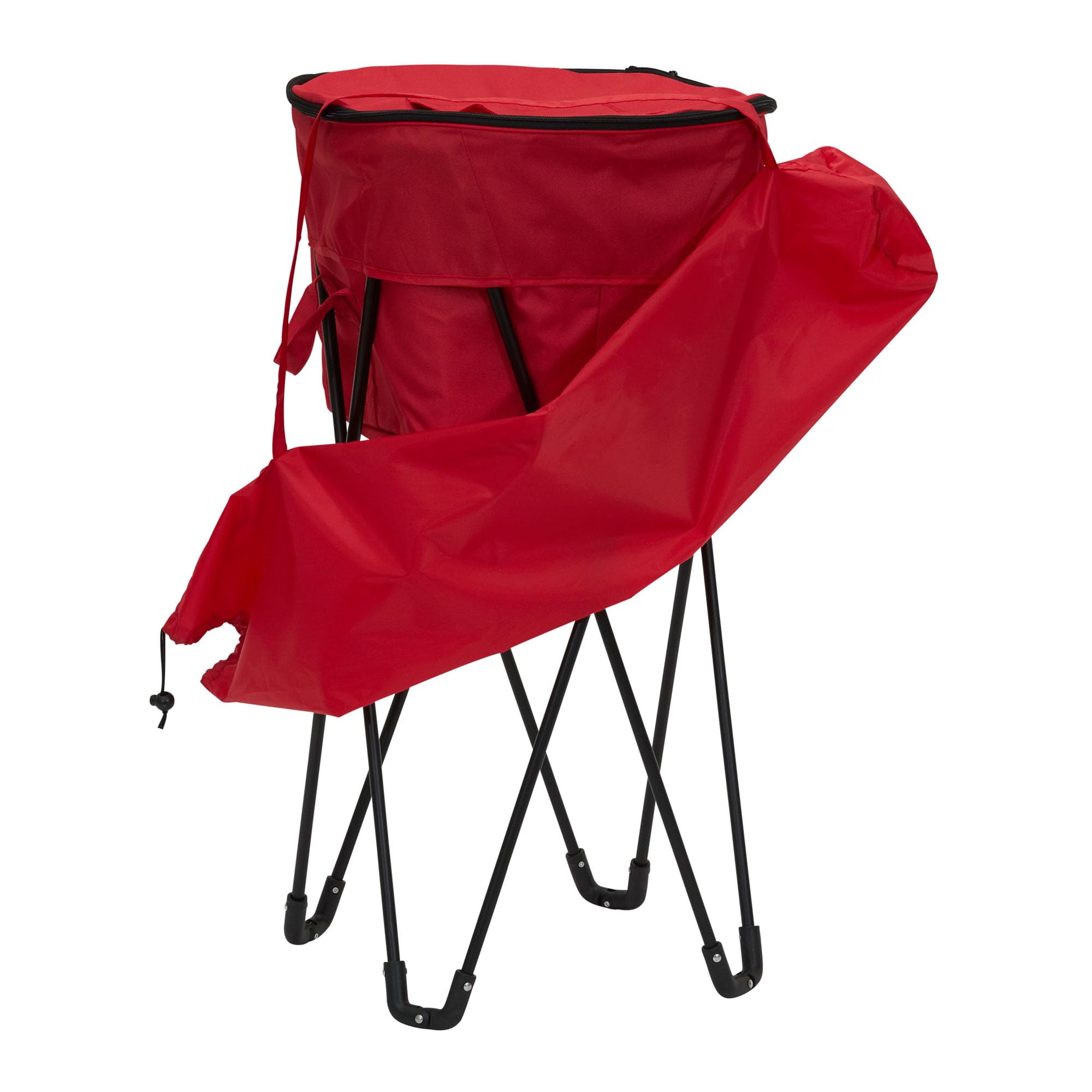 Household Essentials red standing cooler back view on stand