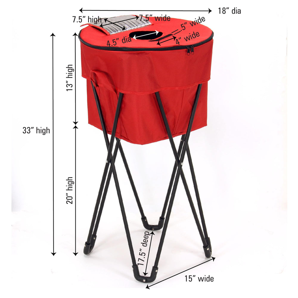 Household Essentials 2170-1 standing ice cooler red, lid open, easy filling