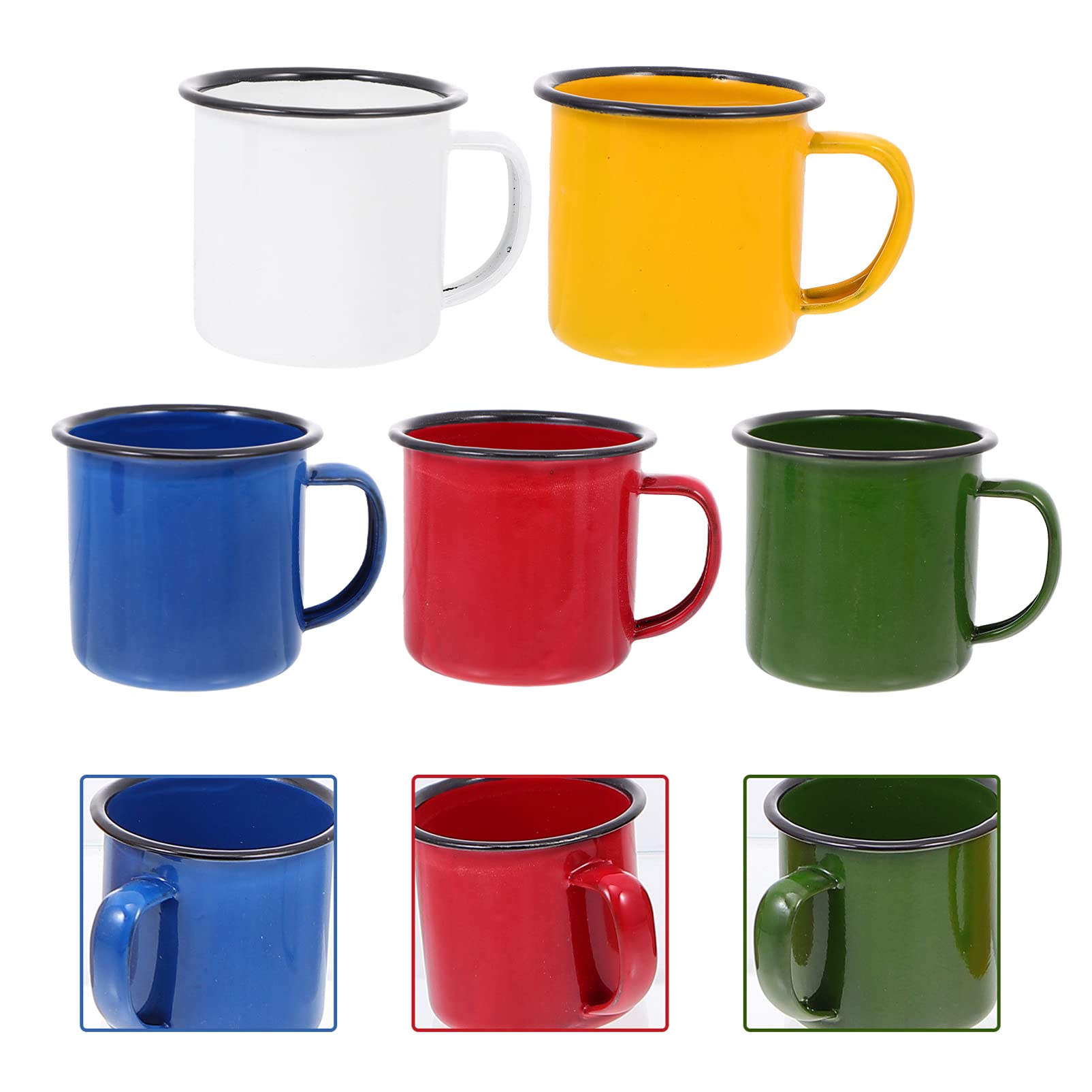 Housoutil camping tin enamel mug with handle perfect for milk or juice