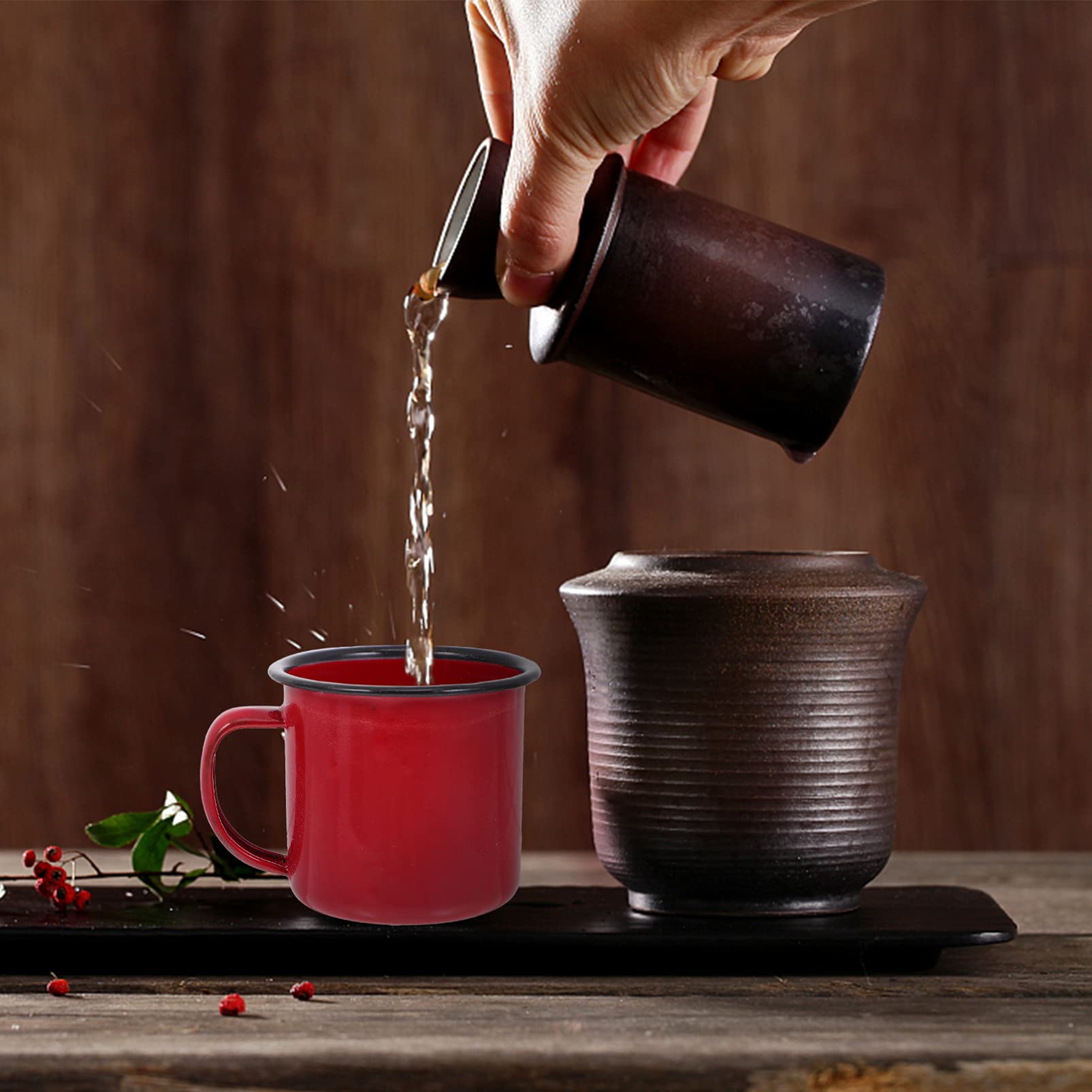 Housoutil enamel cup easy to clean after campfire meals