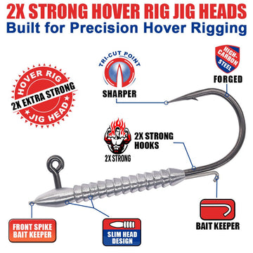 Slim head profile of hover rig jig head for easy rigging