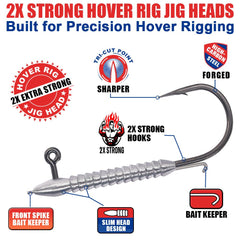 Slim head profile of hover rig jig head for easy rigging